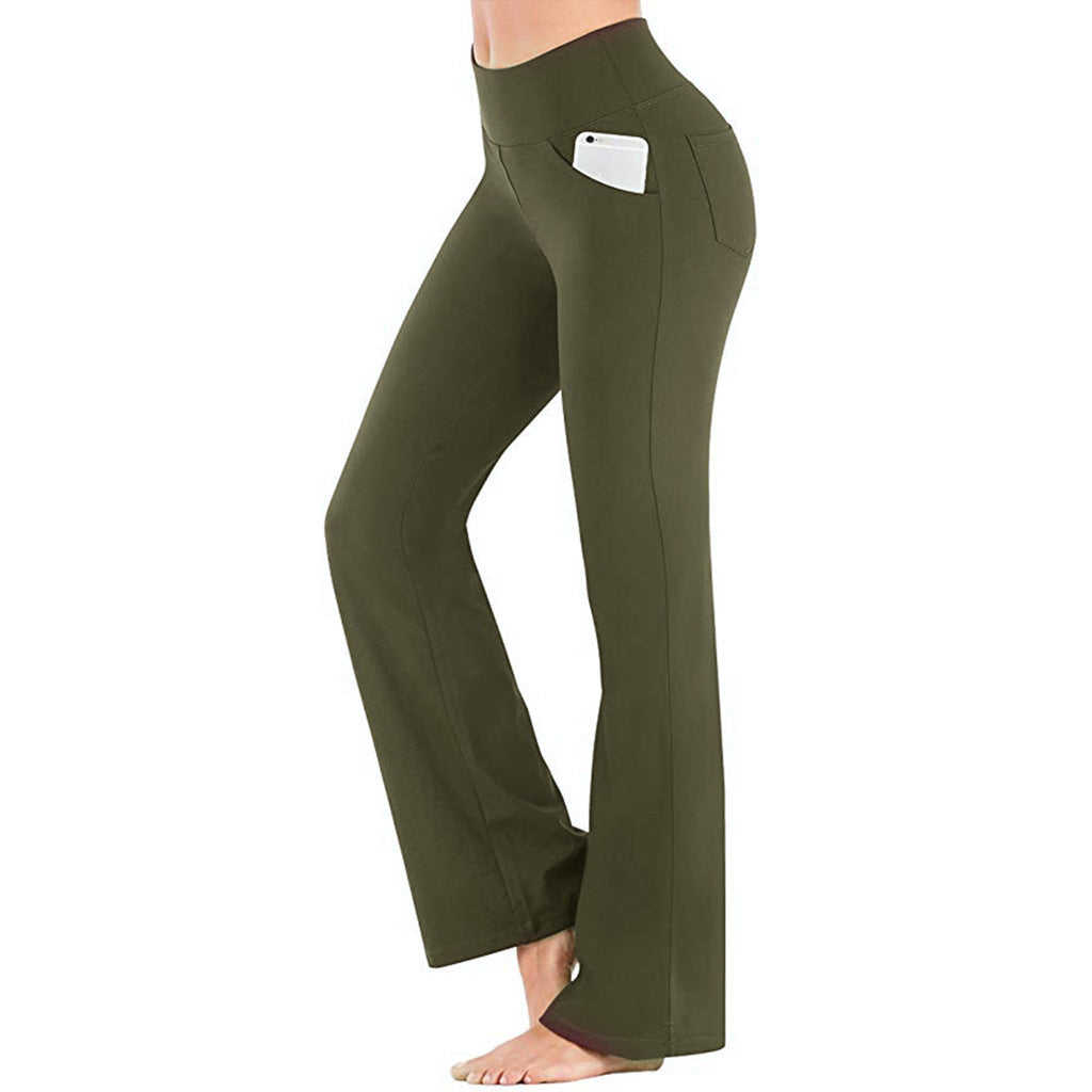 Women’s flared high-waist yoga pants with side mobile pocket and shaping comfort waistband Mune Fashion
