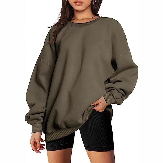 Women's extra long oversized sweatshirt with balloon sleeves, ribbed hem and brushed interior Mune Fashion