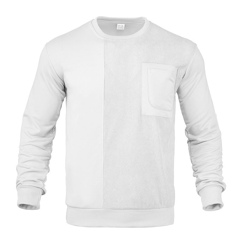 Men's structured round neck sweatshirt with chest pocket and asymmetrical rib panel Mune Fashion