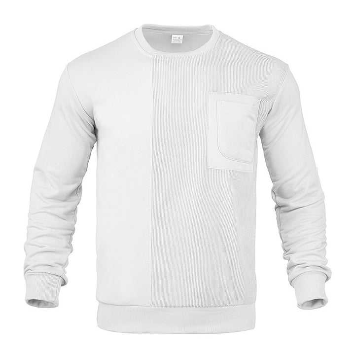 Men's structured round neck sweatshirt with chest pocket and asymmetrical rib panel Mune Fashion
