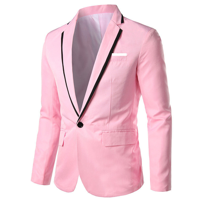 Men's fitted single-button evening blazer with contrast piping on the lapel Mune Fashion