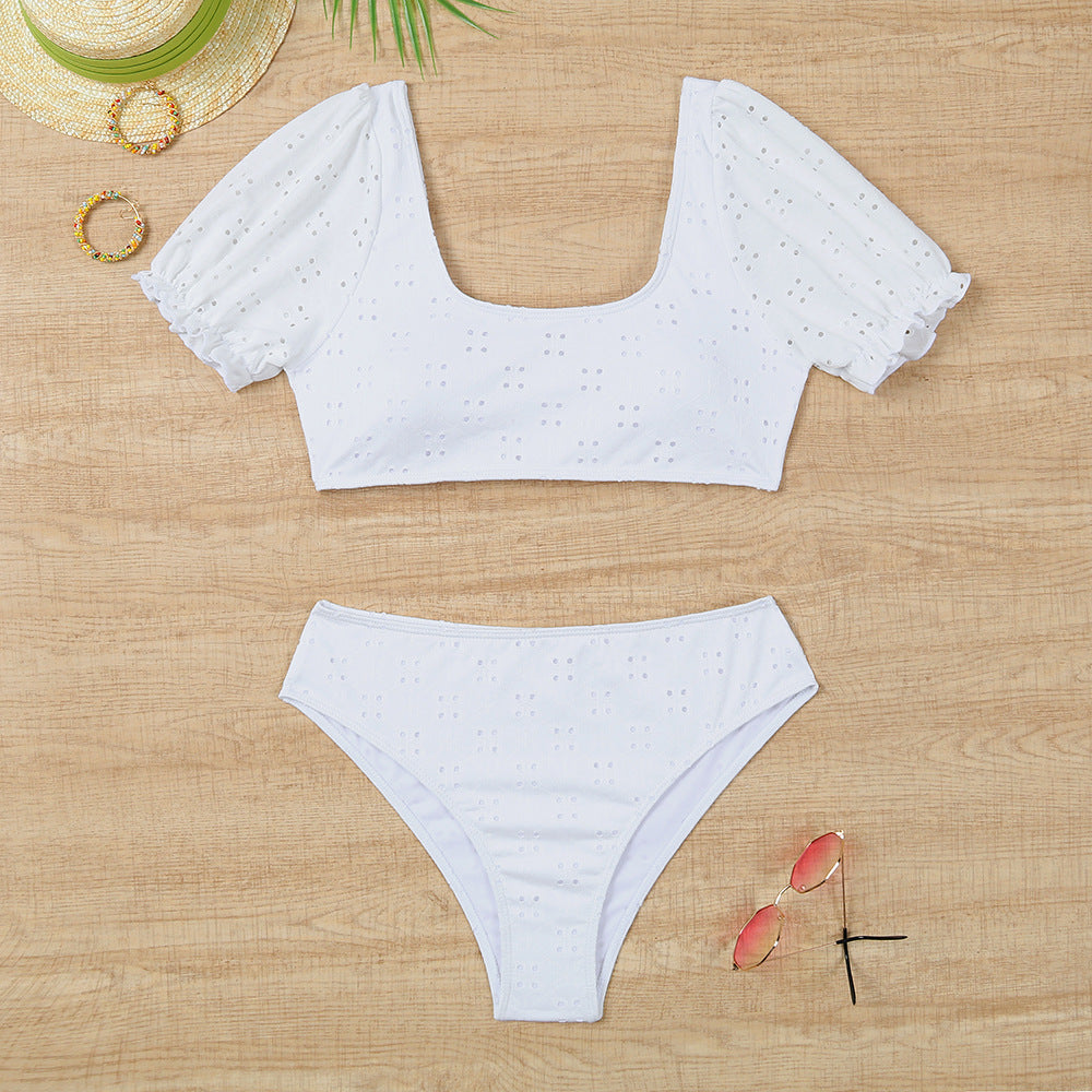 Women's bikini set with puff sleeves and floral details Mune Fashion