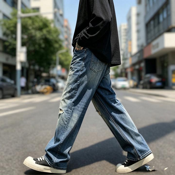 Men's Casual Loose Fit Ripped Jeans Mune Fashion