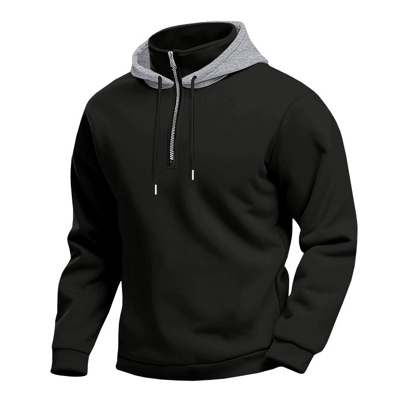 Men's hoodie with short zipper, double-layer hood and drawstring Mune Fashion