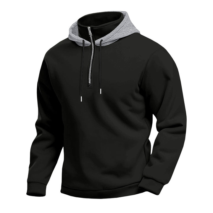 Men's hoodie with short zipper, double-layer hood and drawstring Mune Fashion