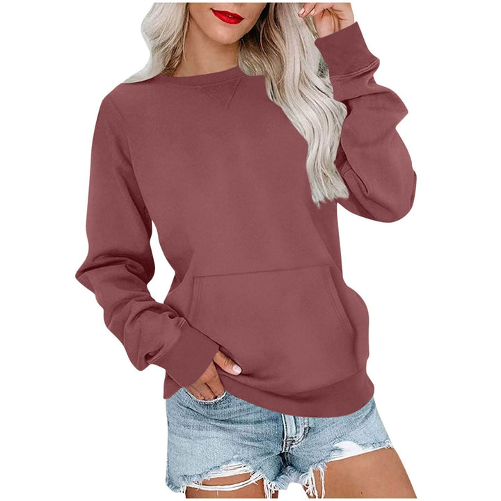 Women's Loose Sweatshirt with Round Neckline and Kangaroo Pocket Mune Fashion