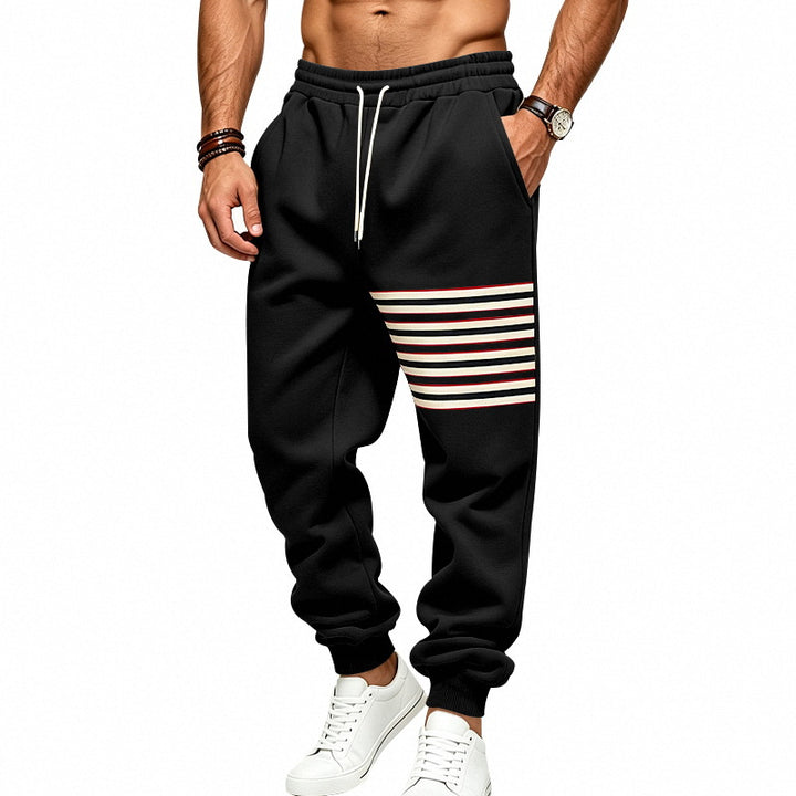 Men's Jogging Pants with Side Stripe Panel, Elastic Waistband and Ribbed Cuffs Mune Fashion