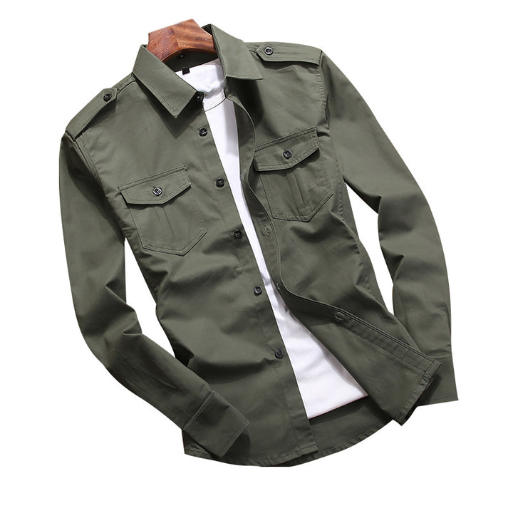 Men's military shirt jacket with epaulettes and patch pockets Mune Fashion