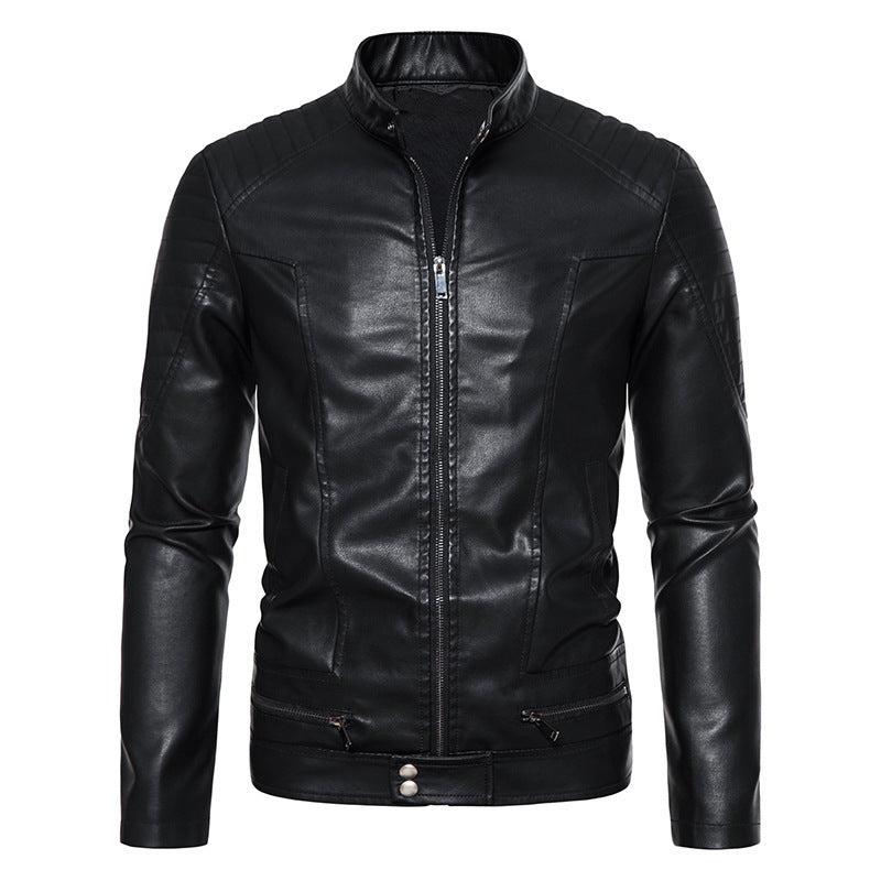 Men's Fashion Faux Leather Jacket with Quilted Details Mune Fashion 1788322065