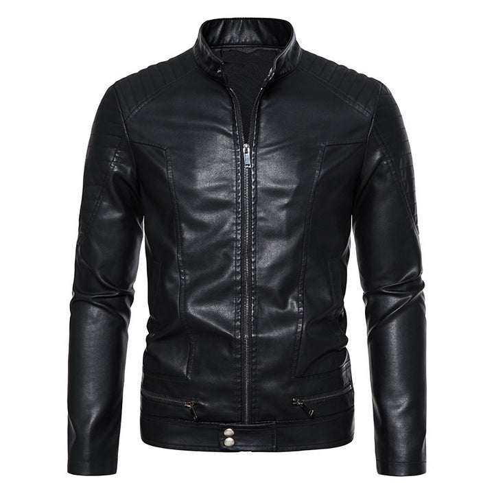 Men's Fashion Faux Leather Jacket with Quilted Details Mune Fashion 1788322065
