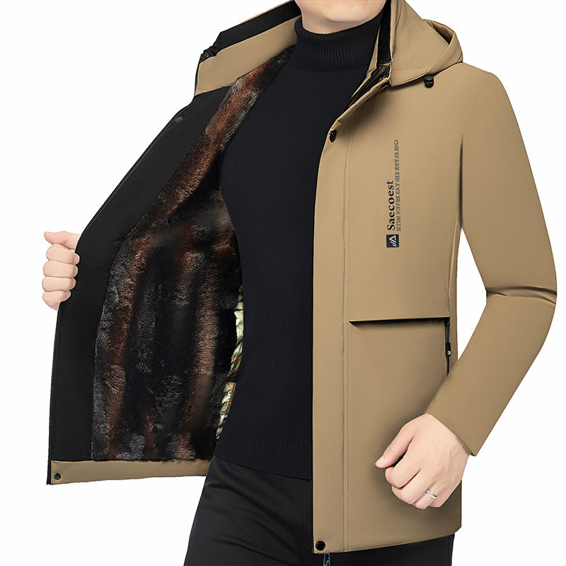 Men's padded stand-up collar jacket with water-repellent surface and zippered pockets Mune Fashion