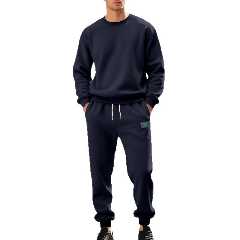 Men's relaxed-fit cotton fleece jogging pants with elastic drawstring, ribbed cuffs, and subtle patch application Mune Fashion
