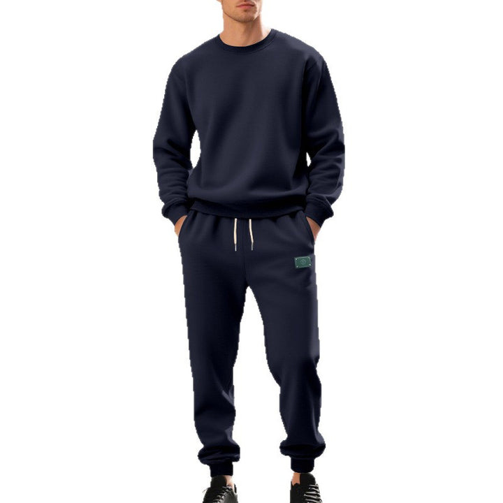 Men's relaxed-fit cotton fleece jogging pants with elastic drawstring, ribbed cuffs, and subtle patch application Mune Fashion