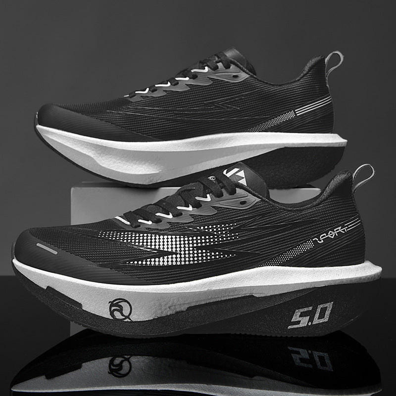 Unisex cushioned race platform running shoes with rocker midsole and breathable micro-mesh Mune Fashion