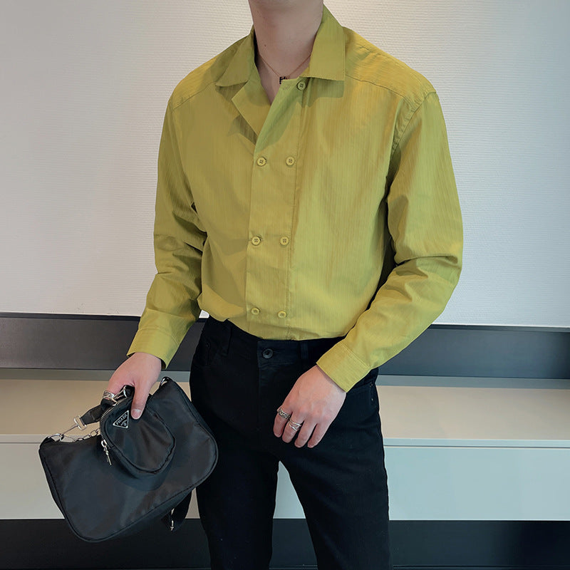 Men's Fashion Short Sleeve Shirt with Textured Collar Mune Fashion