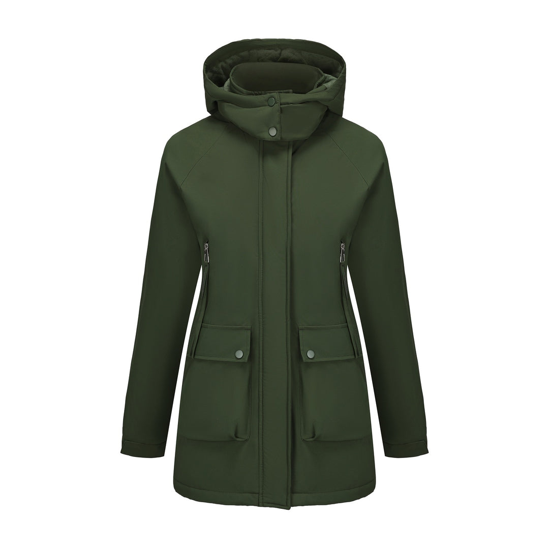 Women's lightweight hooded parka with concealed two-way zipper and patch pockets Mune Fashion