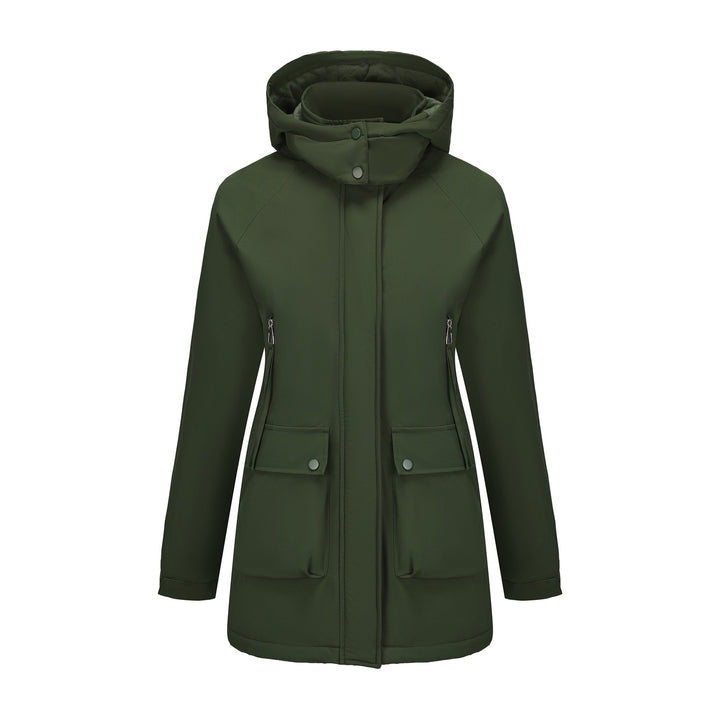 Women's lightweight hooded parka with concealed two-way zipper and patch pockets Mune Fashion