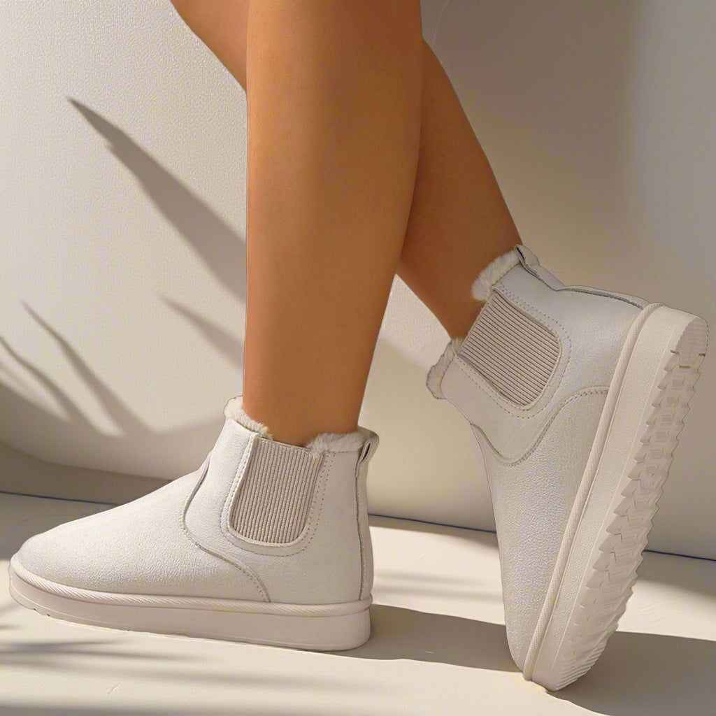 Women Lined Ankle Boots with Elastic Insert and Side Zip Mune Fashion