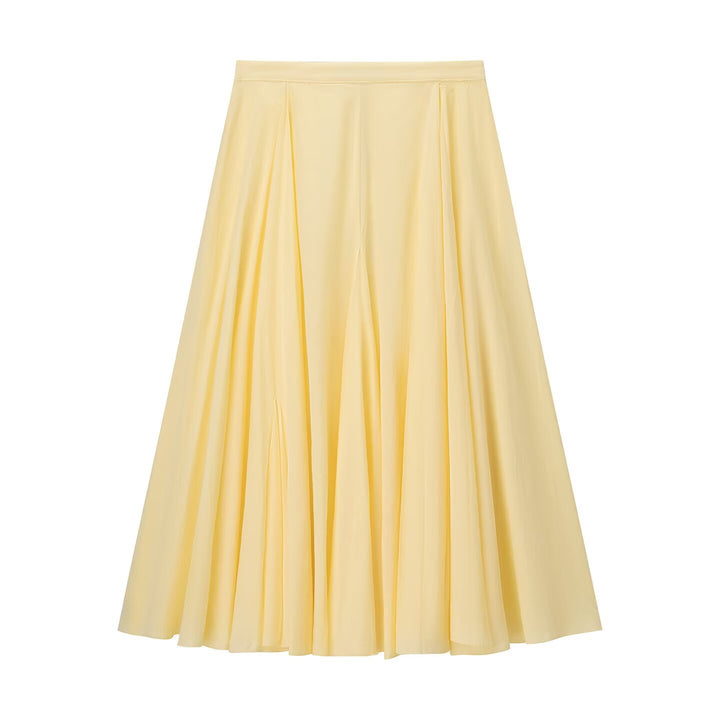 Women Flowing Maxi Skirt with Pleat Inserts and Tailored Waist Mune Fashion