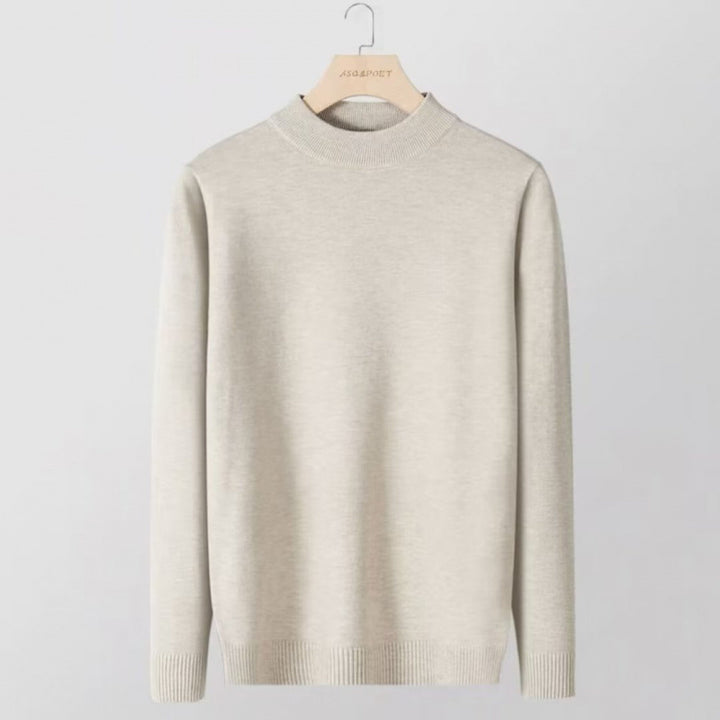 Women's fine knit stand collar pullover made of cotton blend with ribbed cuffs Mune Fashion