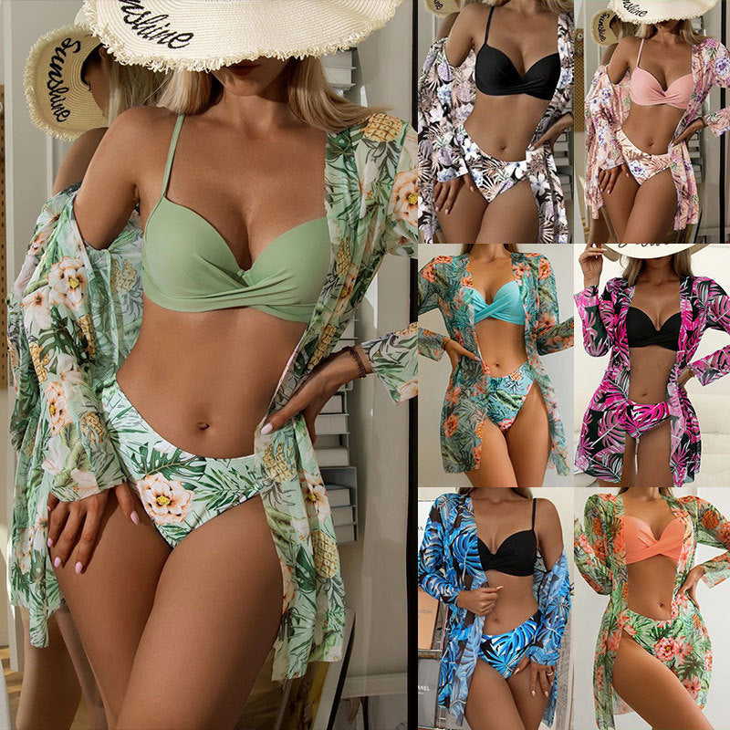 Women's beach dress with floral pattern and lightweight transparent fabric Mune Fashion