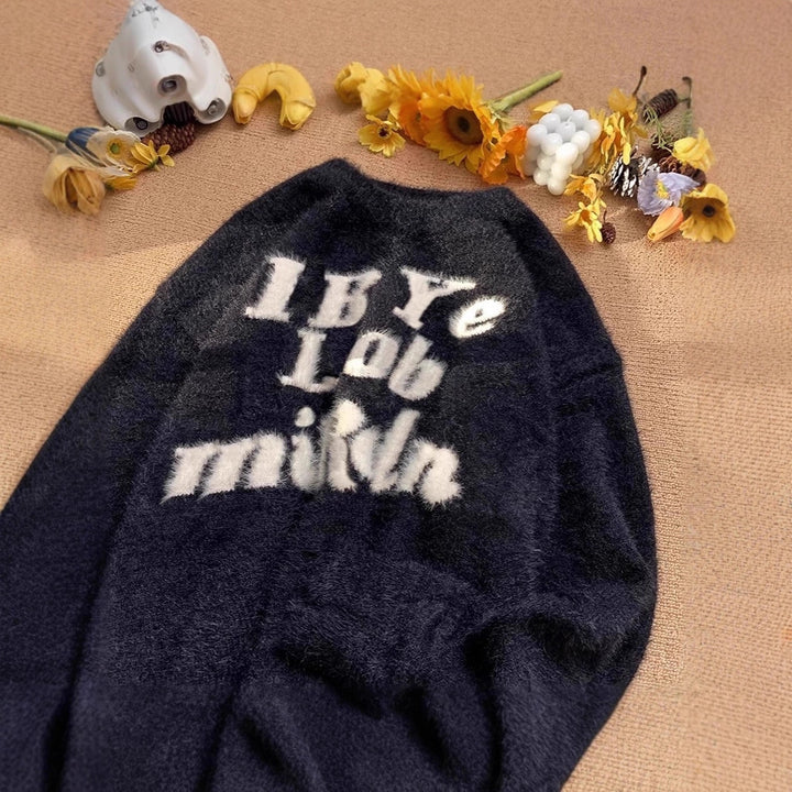 Women's Fluffy Sweater with Creative Print Mune Fashion
