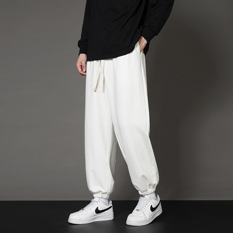 Men's Wide Relaxed Jogging Pants with Drawstring, Straight Leg Design & Elastic Cuffs Mune Fashion