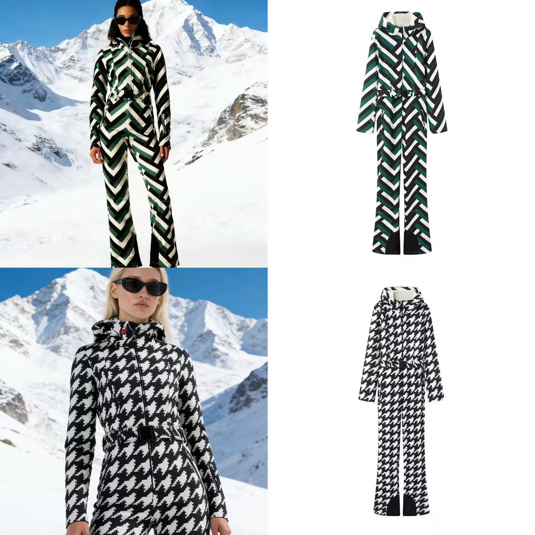 Ladies Hooded Overall with Belt, Zipper and Flared Leg Mune Fashion