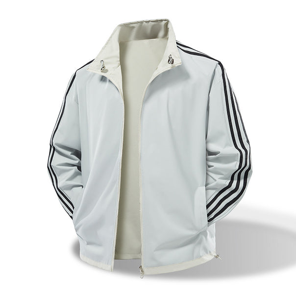 Herren  leichte Trackjacke mit Kontrast-Dreistreifenärmeldetail Mune Fashion