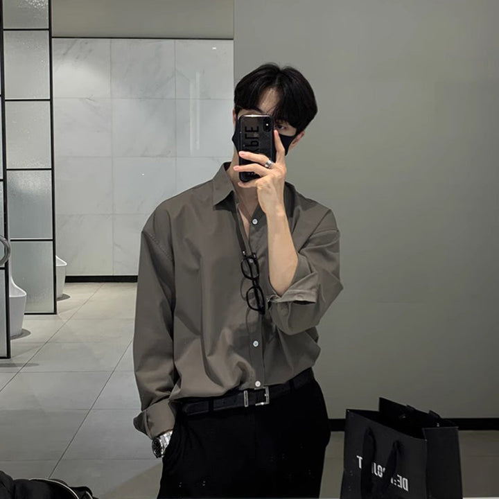 Men's Elegant Shirt with Fine Ribbed Texture Mune Fashion