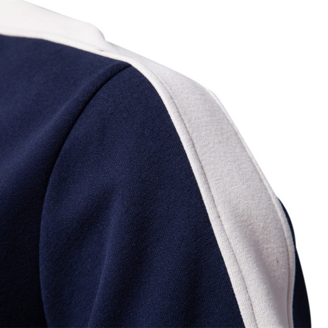 Men's stand-up collar sweater with short zipper and contrast side stripes Mune Fashion