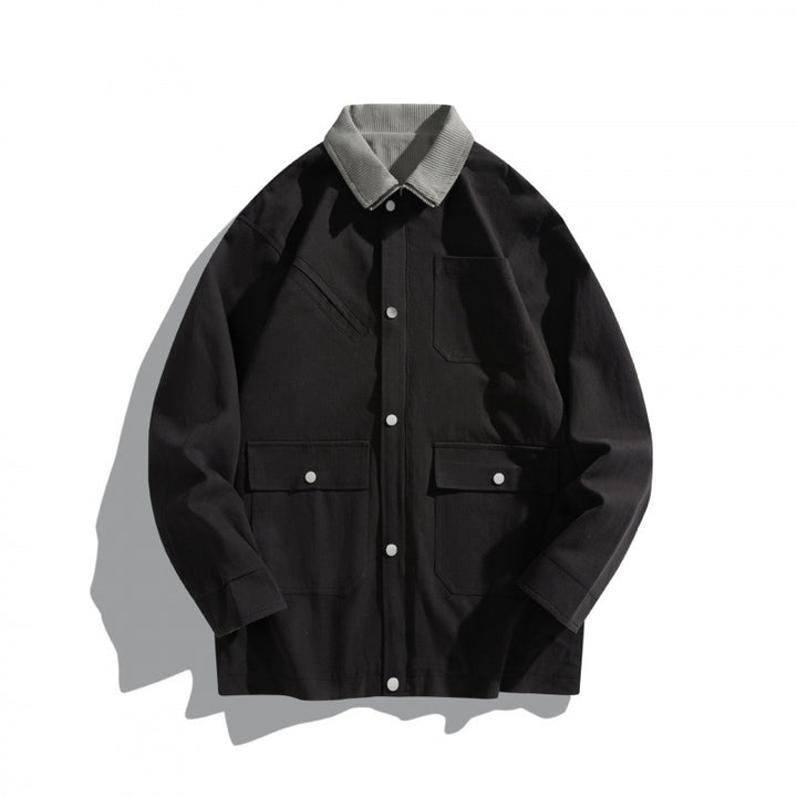 Unisex Boxy Canvas Field Jacket with Contrast Cord Collar and Utility Pockets Mune Fashion