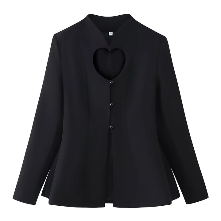 Women nan blouse with heart-shaped neckline, concealed button placket and flared hem Mune Fashion