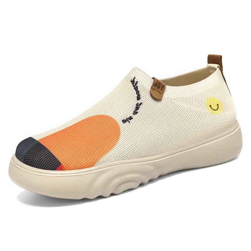 Women's knitted slip-on sneaker with playful stitch application and shock-absorbing EVA platform sole Mune Fashion