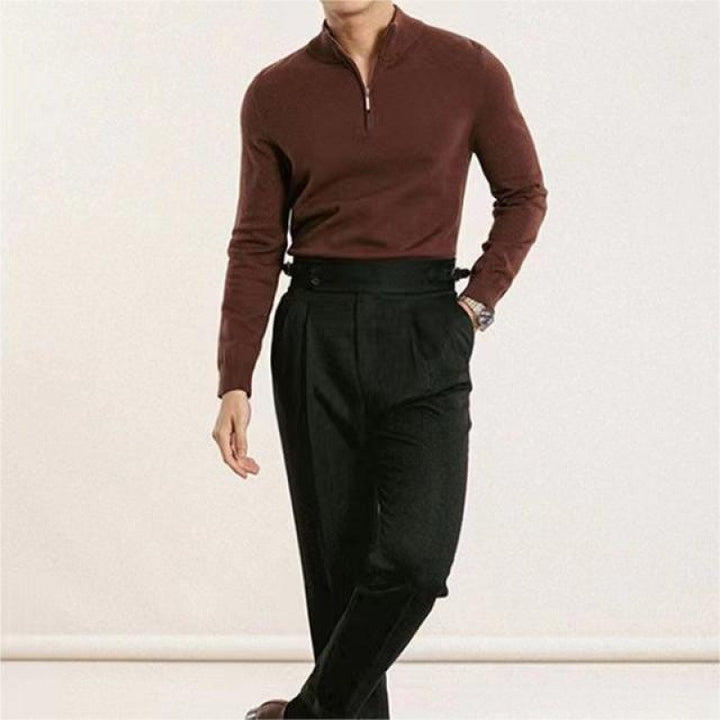 Men's luxurious fine knit half zip pullover with concealed zipper and narrow rib Mune Fashion