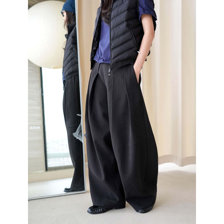 Women Wide High-waisted Pleated Culotte Pants Mune Fashion
