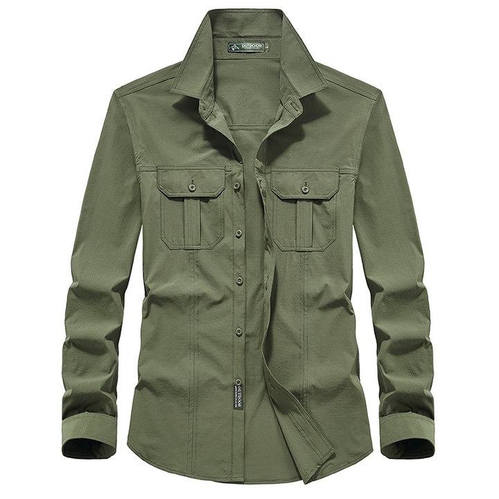 Men's Outdoor Shirt with Chest Pockets, Ripstop Fabric and Regular Fit Mune Fashion