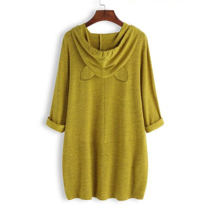 Women's Casual Hoodie Dress with Cartoon Print, Oversized Cut and Slip Pockets Mune Fashion