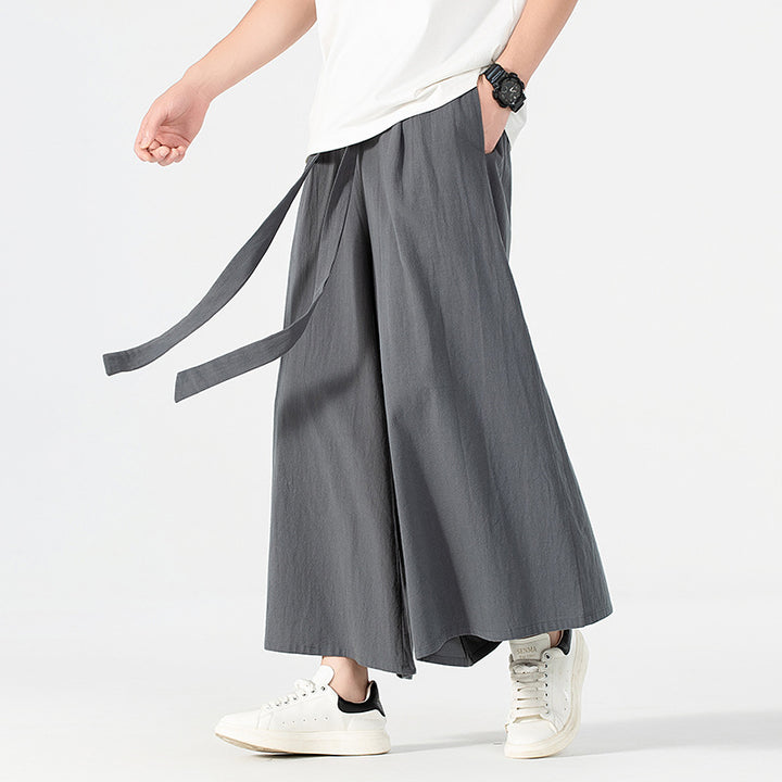 Women's Culotte-Style Skirt Pants with Wide Leg and Ties Belt Mune Fashion