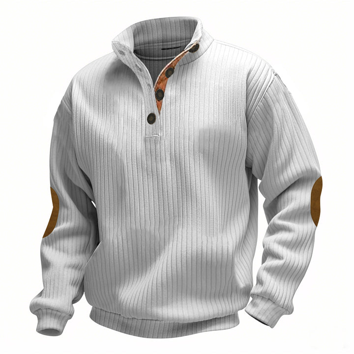 Men's ribbed turtleneck with stand-up collar and contrasting elbow patches Mune Fashion