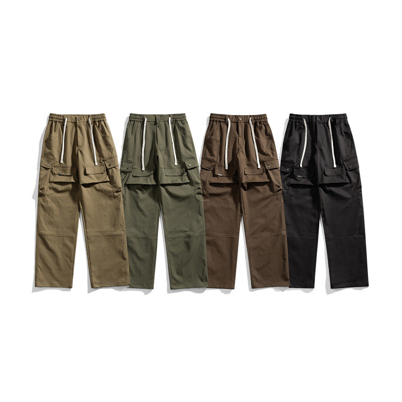Herren Breit geschnittene Cargo-Hose mit elastischem Bund, Klappentaschen und Kniepaneelen Mune Fashion