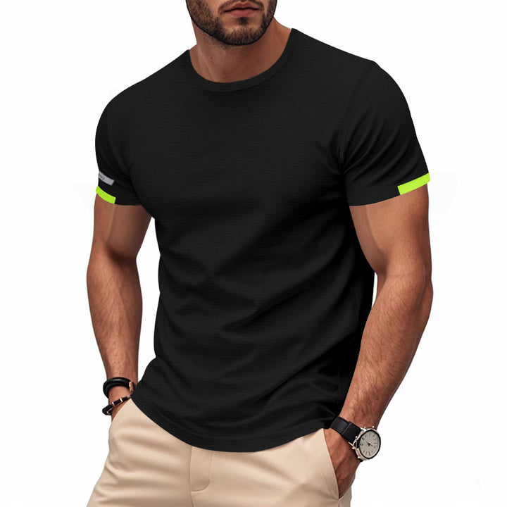 Men's nan athletic short-sleeve cotton jersey T-shirt with round neck and reflective sleeve details Mune Fashion