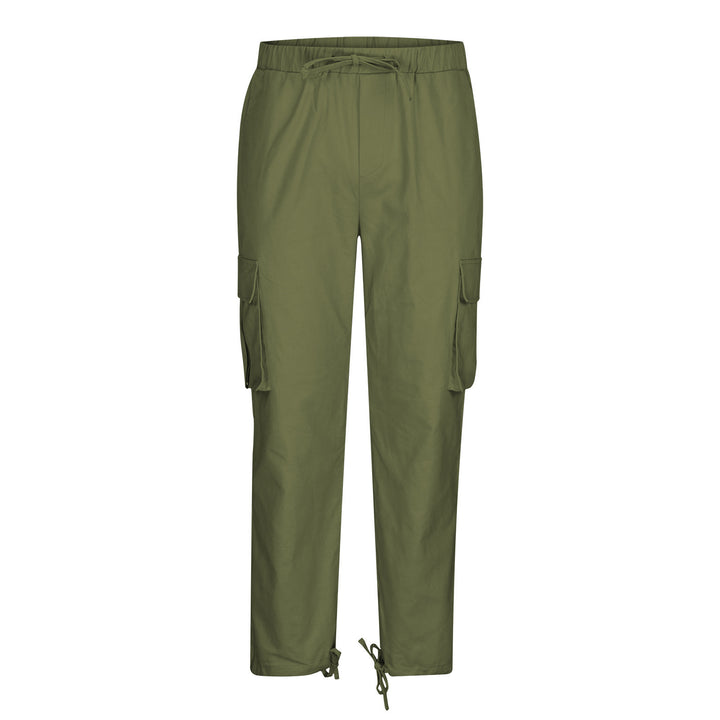 Women's casual cargo pants with elastic drawstring waistband, flap pockets, and adjustable ankle ties Mune Fashion