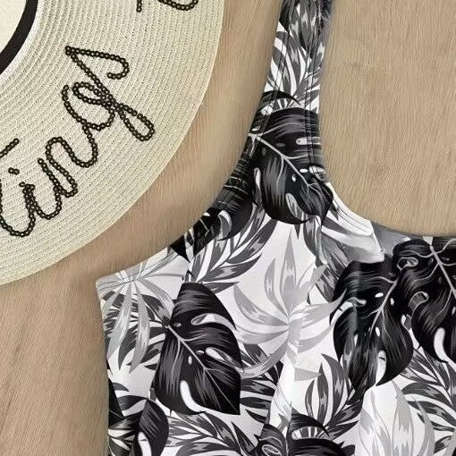 Women's One-Piece Swimsuit with Floral Top Mune Fashion