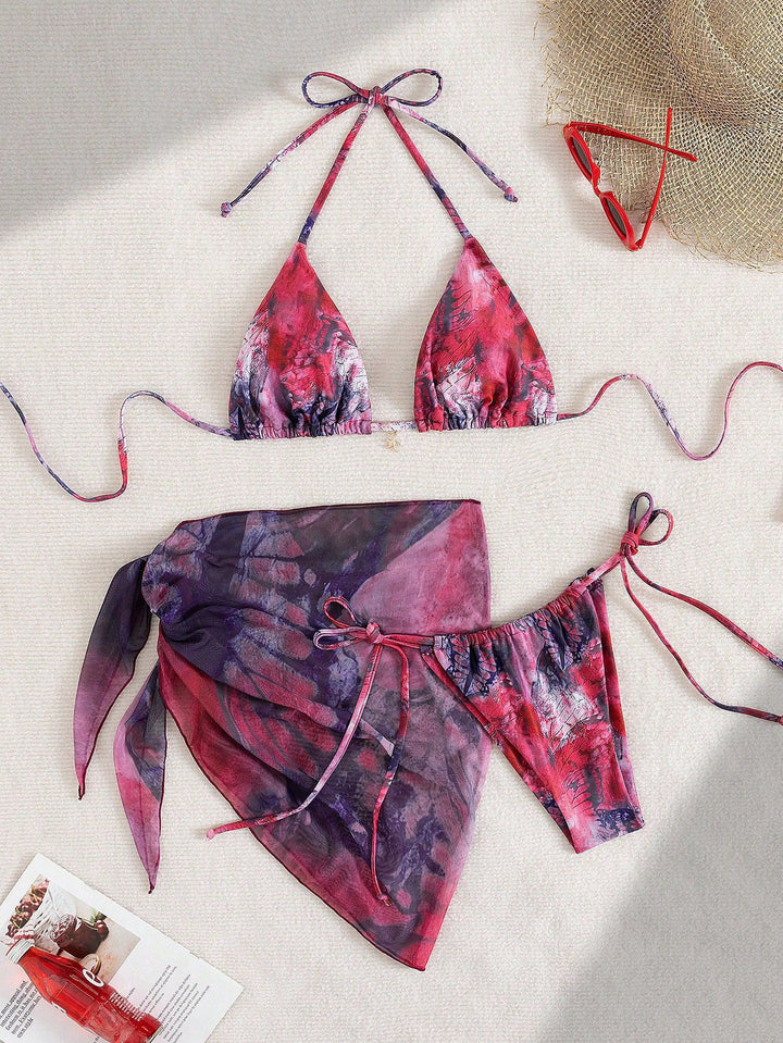 Women Triangle Bikini with Floral Design Mune Fashion