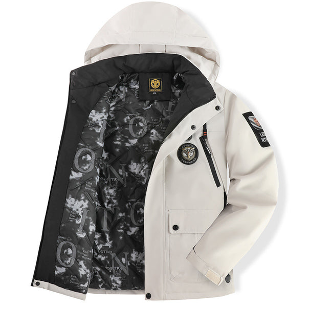 Men's urban softshell parka with detachable hood, concealed two-way zipper and breathable thermal lining Mune Fashion