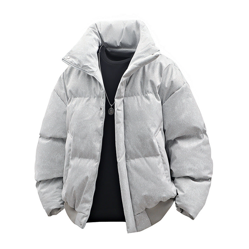 Men's short padded quilted jacket with high stand-up collar and matte structured optics Mune Fashion
