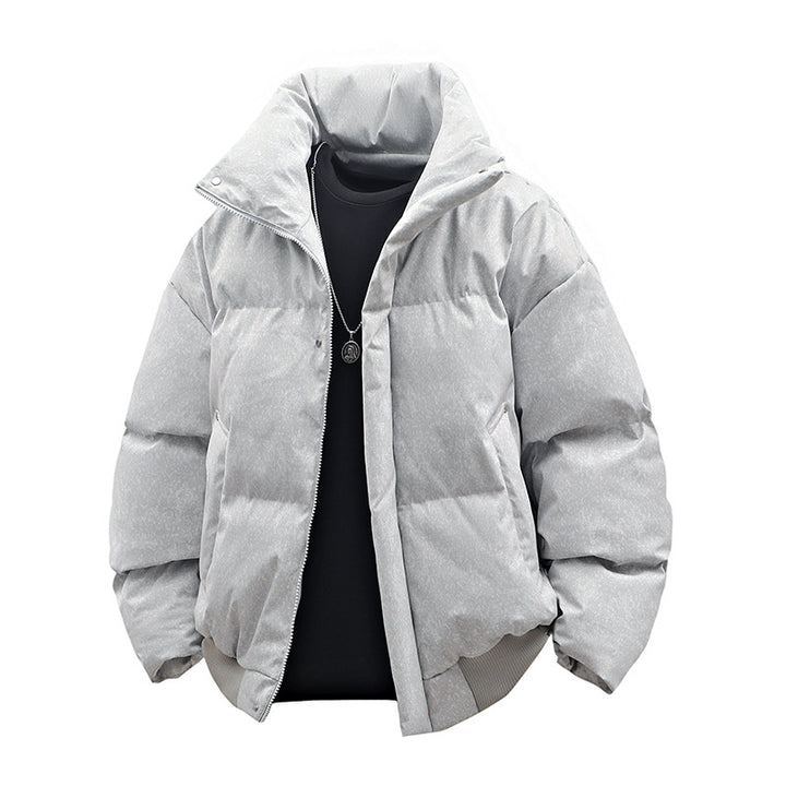 Men's short padded quilted jacket with high stand-up collar and matte structured optics Mune Fashion