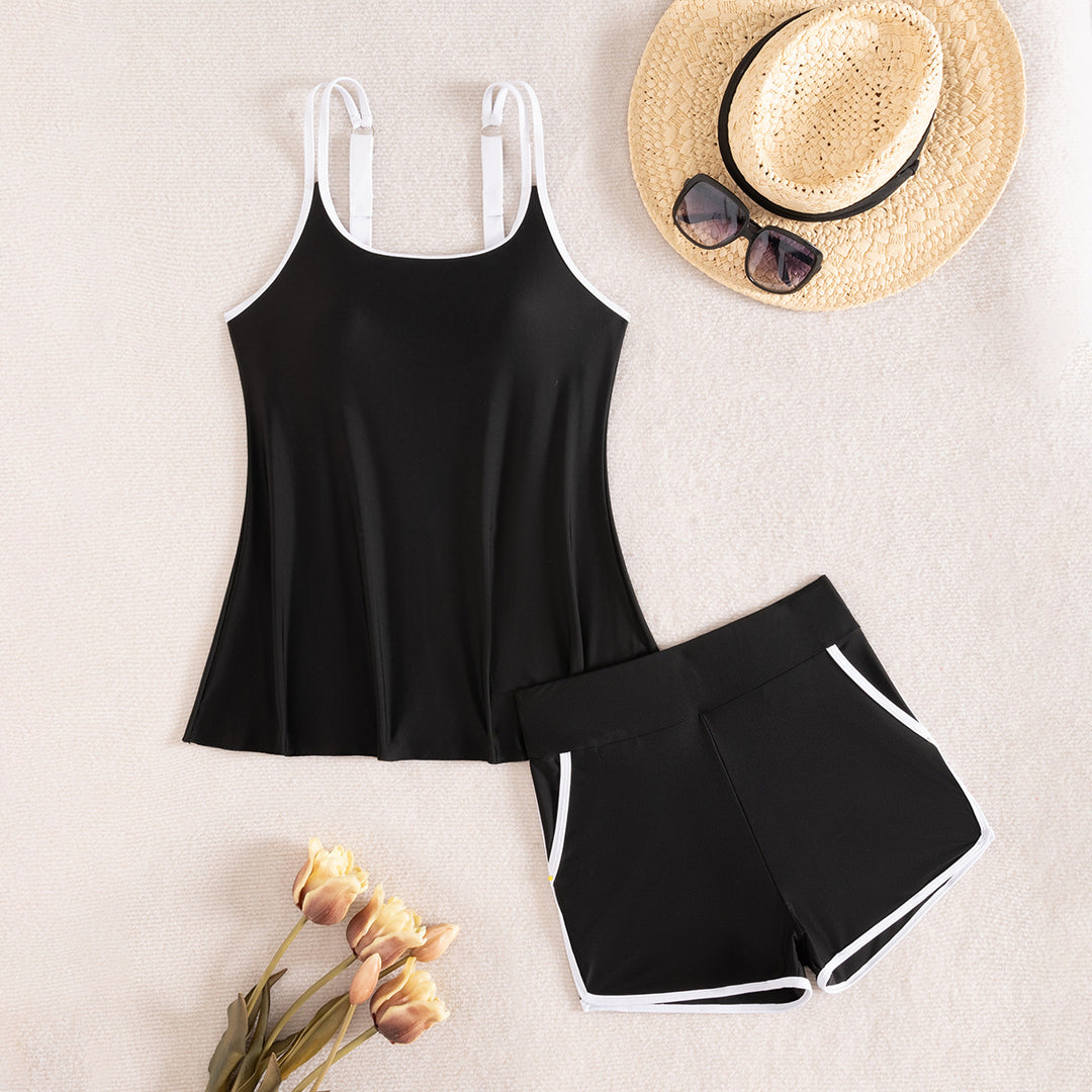 Ladies Sporty Tankini Set with Practical Shorts and Adjustable Straps Mune Fashion