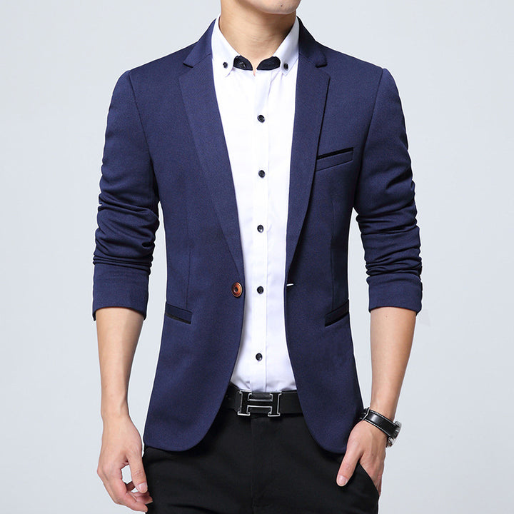 Men's fitted single-button blazer with narrow lapels and stretch content Mune Fashion